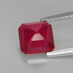 1.59캐럿 천연 레드 루비, 에메랄드 컷, 6.5×6.5 mm, VS-SI