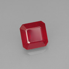 1.89캐럿 천연 레드 루비, 에메랄드 컷, 6.5×6.5 mm, VS-SI