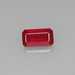 1.12캐럿 천연 레드 루비, 에메랄드 컷, 7.3×4.1 mm, VS-SI