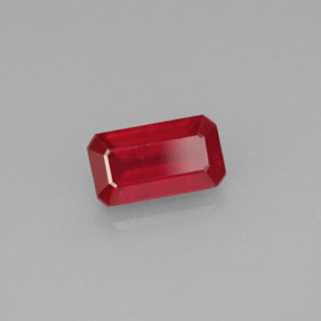 1.12캐럿 천연 레드 루비, 에메랄드 컷, 7.3×4.1 mm, VS-SI
