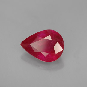 1.93캐럿 천연 핑크 레드 루비, 배 모양, 9.1×6.7 mm, SI