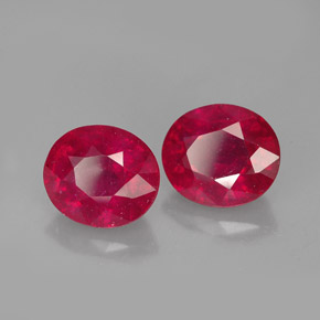 캐럿 천연 레드 루비 보석, 타원형 컷, 7.4×6.4 mm, VS-SI