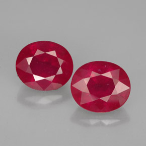 캐럿 천연 레드 루비 보석, 타원형 컷, 7.4×6.4 mm, VS-SI