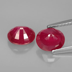 캐럿 천연 레드 루비 보석, 타원형 컷, 7.4×6.4 mm, VS-SI
