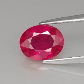 1.93캐럿 천연 핑크 레드 루비, 타원형 컷, 8.5×6.8 mm, SI