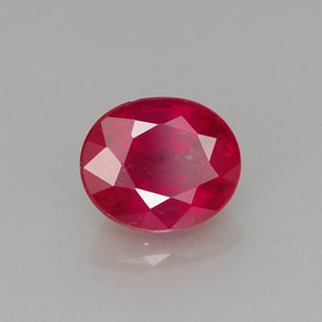 1.44캐럿 천연 레드 루비, 타원형 컷, 7×5.8 mm, VS-SI