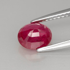 1.44캐럿 천연 레드 루비, 타원형 컷, 7×5.8 mm, VS-SI