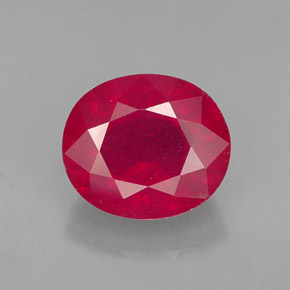 1.86캐럿 천연 핑크 레드 루비, 타원형 컷, 7.7×6.7 mm, SI