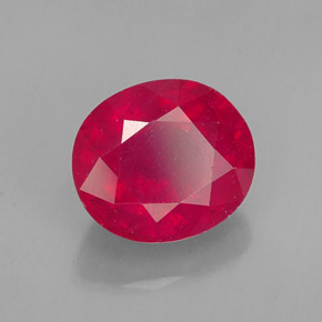1.86캐럿 천연 핑크 레드 루비, 타원형 컷, 7.7×6.7 mm, SI
