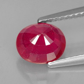 1.86캐럿 천연 핑크 레드 루비, 타원형 컷, 7.7×6.7 mm, SI