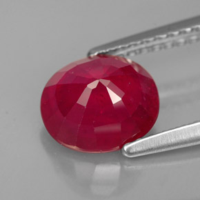 1.94캐럿 천연 레드 루비, 타원형 컷, 7.8×7 mm, SI