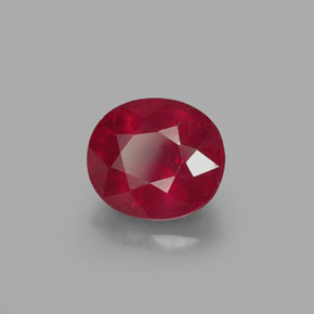 1.87캐럿 천연 레드 루비, 타원형 컷, 7.5×6.7 mm, SI