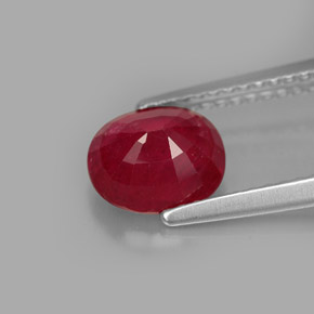 1.87캐럿 천연 레드 루비, 타원형 컷, 7.5×6.7 mm, SI