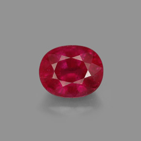 1.96캐럿 천연 핑크 레드 루비, 타원형 컷, 7.7×6.3 mm, SI