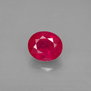 1.91캐럿 천연 핑크 레드 루비, 타원형 컷, 7.6×6.6 mm, SI