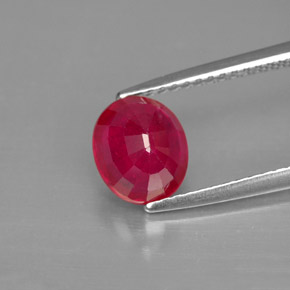 1.91캐럿 천연 핑크 레드 루비, 타원형 컷, 7.6×6.6 mm, SI