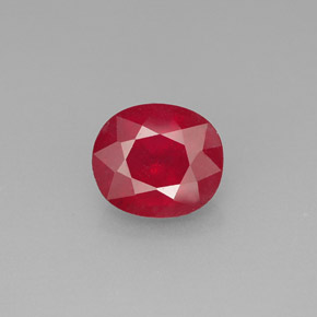 1.91캐럿 천연 핑크 레드 루비, 타원형 컷, 7.7×6.7 mm, SI