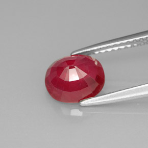 1.91캐럿 천연 핑크 레드 루비, 타원형 컷, 7.7×6.7 mm, SI