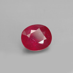 1.90캐럿 천연 핑크 레드 루비, 타원형 컷, 7.6×6.5 mm, SI
