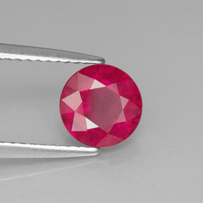 1.63캐럿 천연 핑크 레드 루비, 라운드 컷, 6.87 mm, SI