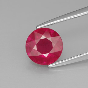 1.74캐럿 천연 핑크 레드 루비, 라운드 컷, 7.08 mm, SI