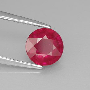 1.74캐럿 천연 핑크 레드 루비, 라운드 컷, 7.08 mm, SI