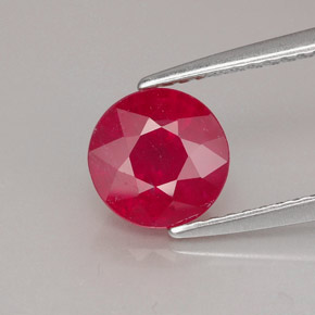 1.93캐럿 천연 핑크 레드 루비, 라운드 컷, 7.19 mm, SI