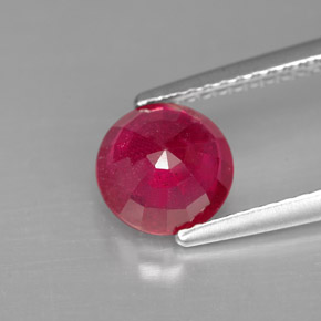 1.89캐럿 천연 핑크 레드 루비, 라운드 컷, 7.07 mm, SI