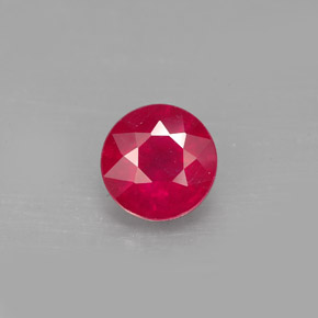 1.73캐럿 천연 핑크 레드 루비, 라운드 컷, 6.89 mm, SI