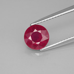 1.95캐럿 천연 핑크 레드 루비, 라운드 컷, 7.06 mm, SI
