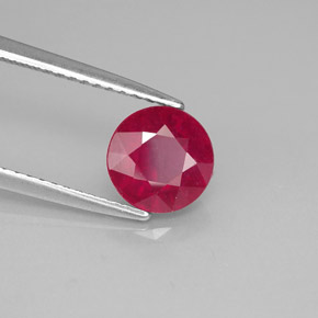 1.95캐럿 천연 핑크 레드 루비, 라운드 컷, 7.06 mm, SI