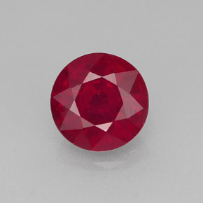 1.57캐럿 천연 핑크 레드 루비, 라운드 컷, 6.82 mm, SI