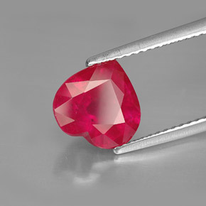 3.26캐럿 천연 핑크 레드 루비, 하트 모양, 9×8.8 mm, SI