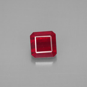1.88캐럿 천연 핑크 레드 루비, 에메랄드 컷, 6.3×6.1 mm, SI