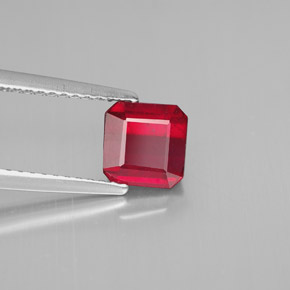1.49캐럿 천연 핑크 레드 루비, 에메랄드 컷, 6.1×6.1 mm, SI