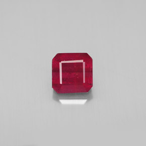 1.74캐럿 천연 핑크 레드 루비, 에메랄드 컷, 6×5.9 mm, SI