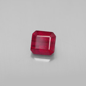 1.74캐럿 천연 핑크 레드 루비, 에메랄드 컷, 6×5.9 mm, SI