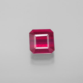 1.77캐럿 천연 핑크 레드 루비, 에메랄드 컷, 6.2×6.1 mm, SI