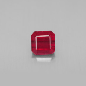 1.70캐럿 천연 핑크 레드 루비, 에메랄드 컷, 5.9×5.8 mm, SI