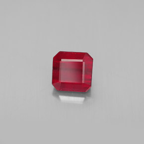 1.70캐럿 천연 핑크 레드 루비, 에메랄드 컷, 5.9×5.8 mm, SI