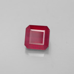 1.93캐럿 천연 핑크 레드 루비, 에메랄드 컷, 6.1×6 mm, SI