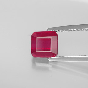 1.86캐럿 천연 핑크 레드 루비, 에메랄드 컷, 6.2×6.1 mm, SI