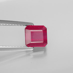 1.86캐럿 천연 핑크 레드 루비, 에메랄드 컷, 6.2×6.1 mm, SI