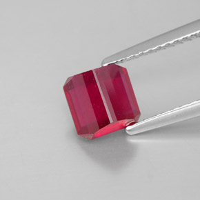 1.88캐럿 천연 핑크 레드 루비, 에메랄드 컷, 6.2×6.2 mm, SI