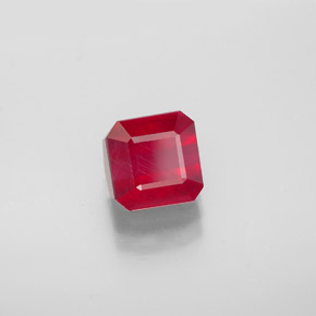 1.98캐럿 천연 핑크 레드 루비, 에메랄드 컷, 6.1×6.1 mm, SI