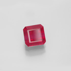 1.77캐럿 천연 핑크 레드 루비, 에메랄드 컷, 6.2×6.1 mm, SI