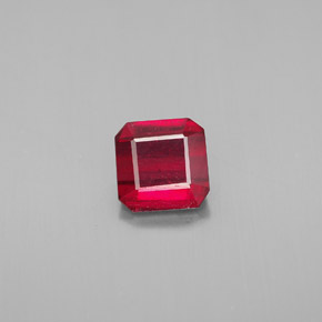 1.38캐럿 천연 핑크 레드 루비, 에메랄드 컷, 6.1×6.1 mm, SI