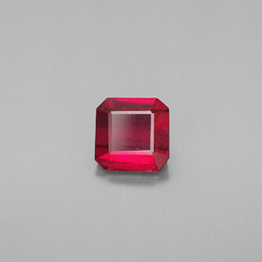 1.38캐럿 천연 핑크 레드 루비, 에메랄드 컷, 6.1×6.1 mm, SI