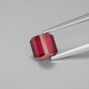 1.38캐럿 천연 핑크 레드 루비, 에메랄드 컷, 6.1×6.1 mm, SI