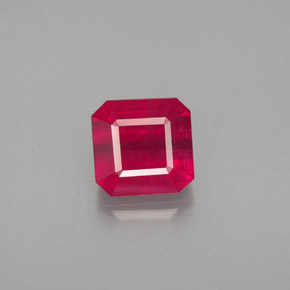 1.56캐럿 천연 핑크 레드 루비, 에메랄드 컷, 6×5.9 mm, SI